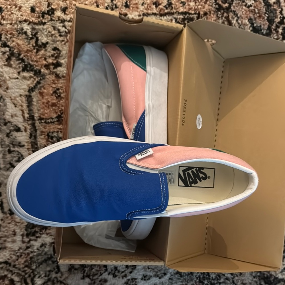 Vans Blue and Pink Sneakers Classic Slip-On Style